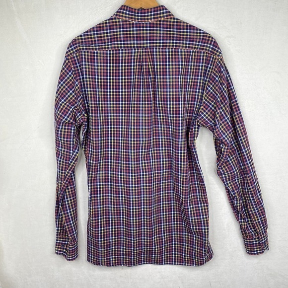 IKE BEHAR Red Yellow Blue Checkered Print Long Sleeve Button Down Shirt Size XL - Picture 6 of 6